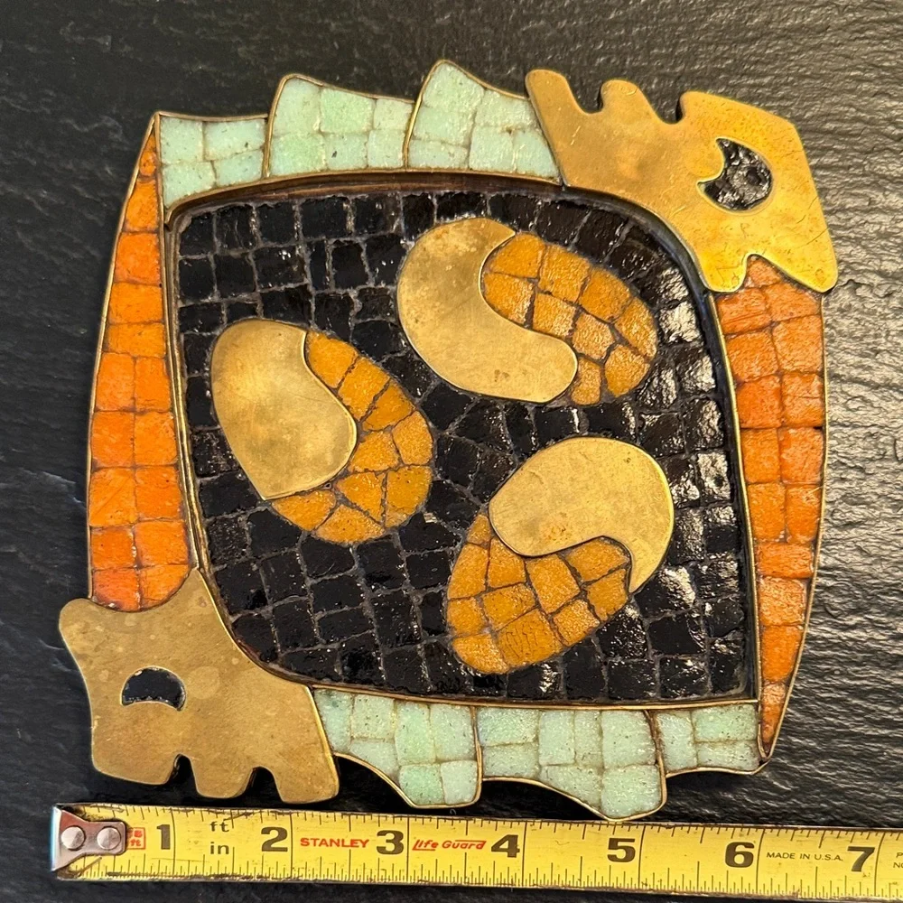 Artistic Mosaic Home Accent in Orange and Black